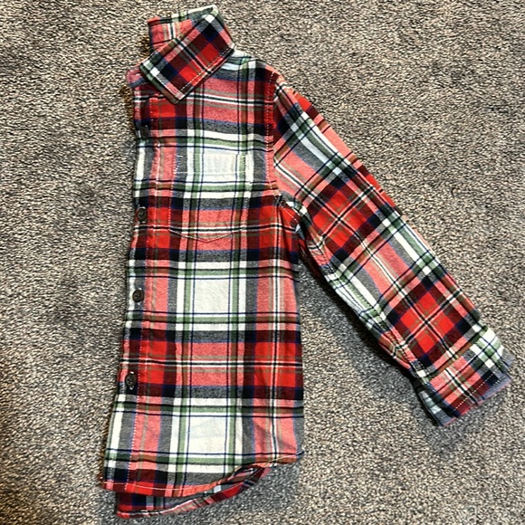Cat & Jack Flannel Red Plaid Long Sleeve Shirt. Size 3T Boys - Picture 6 of 6